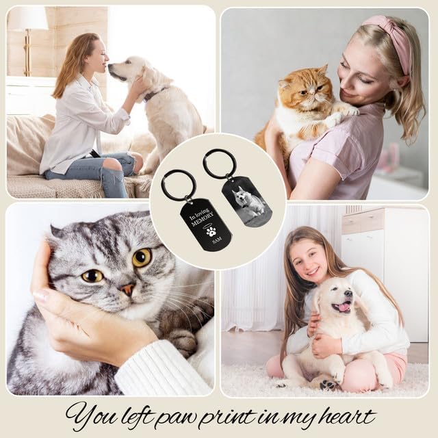 Personalized Dog Keychain Memorial Gifts for loss of dog - Custom Pet Photo Keychain in Memory of Dogs & Cats, Sympathy Gift For Pet Passed Away