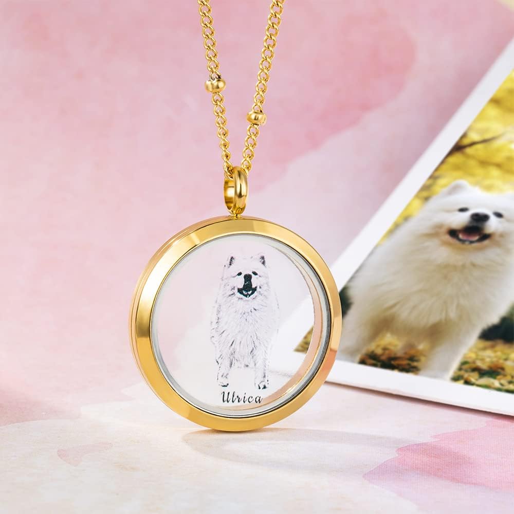 callie Personalized Pet Fur Memorial Necklace - Custom Name, Dog Cat Hair Ashes Storage Glass Necklace, Birthday Memory Jewelry Gifts for Women Pet Lovers