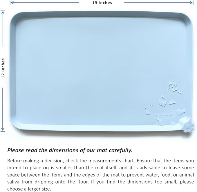 Hoki Found Silicone Pet Food Mats - Non Slip Bowl Placemats for Dogs & Cats - Waterproof, Suitable for Carpet - Frost