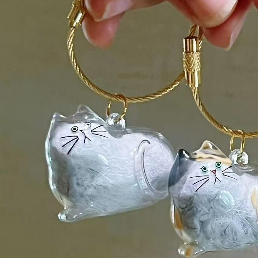 Cat Hair Holder Pet Furs Storage Transparent Bottle DIY Cute Pet Memorial Gifts Pendant 2PCS Creative Gift for Cat Lovers (Other Types Style)