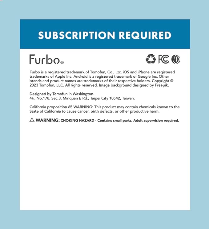 Furbo Mini Pet Camera: Security Cam w/Barking or Meowing Alerts, Cat or Dog Tracking w/Phone App, Smart Home Indoor Monitoring, 2-Way Speaker (Standard Features - No Subscription Required)