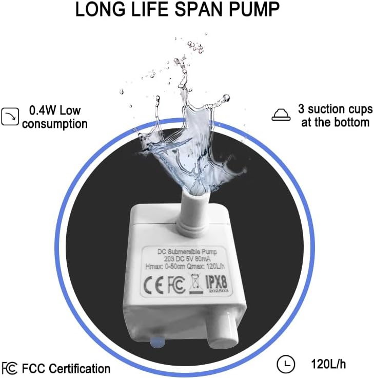 Stainless Steel Lid Cat Water Fountain 74Oz/2.2L for Drinking - Pet Fountain for Small Animal - Dogs Waterer Bowls Indoor
