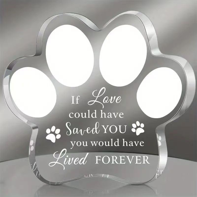 Cynlsum Pet Memorial Ornament Remembrance Gifts: Loss of Dog Cat Sympathy Gift Crystal Cute Paw Shape Decor Ornament for Dogs Puppy Keepsake