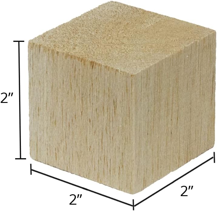 Super Bird Creations SB50016 Balsa Wood Blocks - Bird Toys for Parrots - Unfinished Bird Chew Blocks Wooden Balsa Cubes Material for Crafting and Whitlling Carving - Small Bird Size, 2x2x2, 12 Pieces
