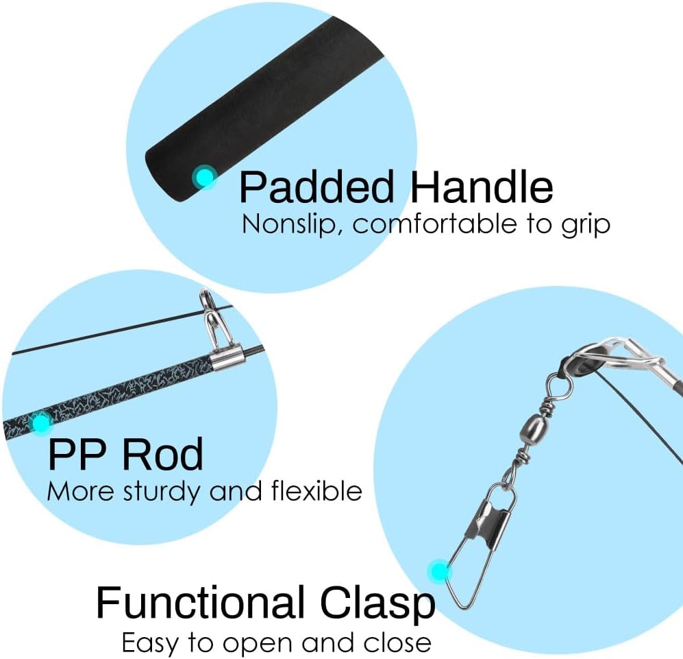 Pawaboo Cat Feather Toys, 4 Pack Interactive Cat Feather Teaser Wand Toys, Retractable Fishing Pole Wand Catcher Exerciser with Refill Fish, Dragonfly Worm with Bells, Fun Kitten Kitty Toy, Colorful