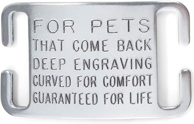 Boomerang Tags Dog Tags Engraved for Pets - Lasts Your Pets Lifetime - Silent Pet Tag, Dog Name Tag Personalized, Durable Stainless Steel Custom ID (Open End Large for 1 Inch Snap Style Collars)
