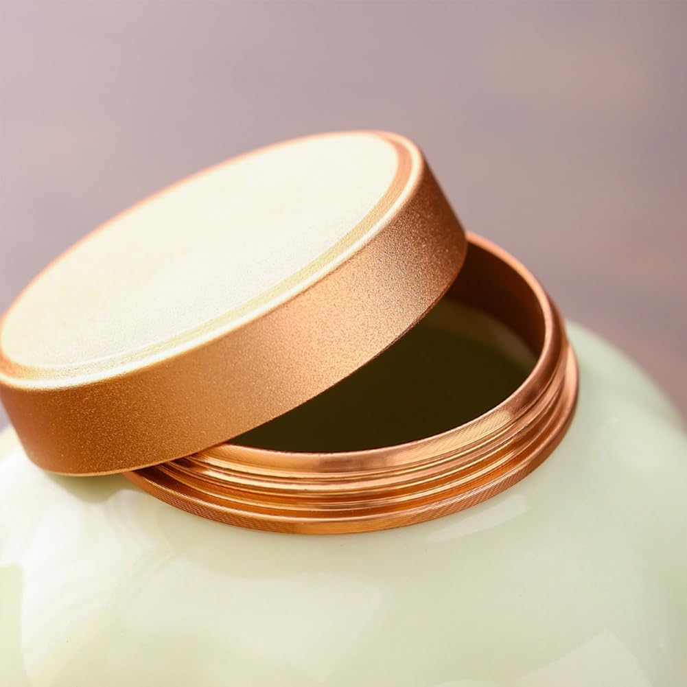 Fermus Memorial Pet Ashes Urn for Small Animal, Ceramics Memorial Keepsake Urns for Cats and Dogs, Hold 5.4 oz (160ml), Ceramics with Metal Lid (Pumpkin Shape Beige)