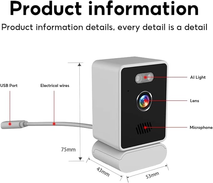 5MP 2K Window Camera,2.4GHz & WiFi Indoor Cameras for Home Security,Dog Camera with Mounting Sticker Al Color Night Vision,Person & Motion Detection, (Light White)