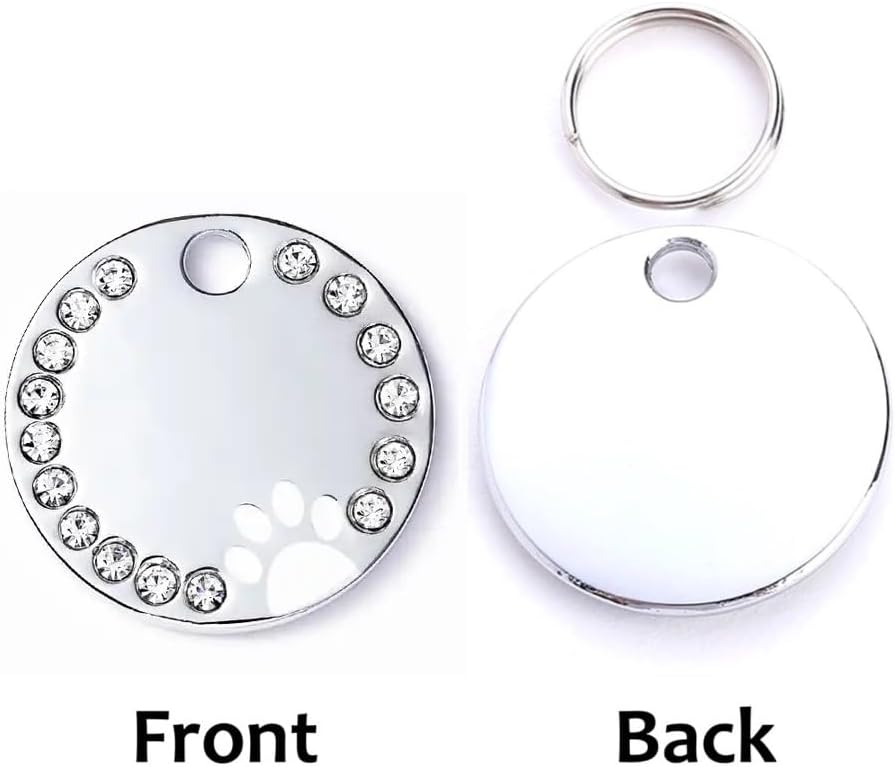 Personalized Dog/Cat Cute Paw Pet ID Tag with Unique Laser Engraving Name and Phone Number for Pet Collar or Key Chain (White)