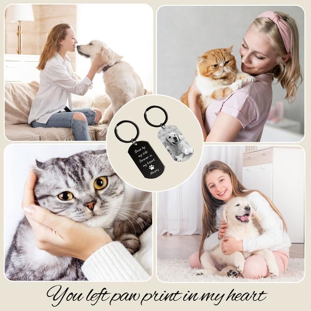 Personalized Dog Keychain Memorial Gifts for loss of dog - Custom Pet Photo Keychain in Memory of Dogs & Cats, Sympathy Gift For Pet Passed Away
