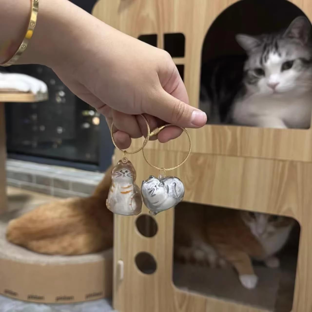 6Pcs Cat Hair Keychain - Pet Hair Memorial Keychain,Transparent Cat Fur Container,Portable Pet Keepsake for Cat Lovers,Cat Fur Memory Charm,Cat Fur Keepsake