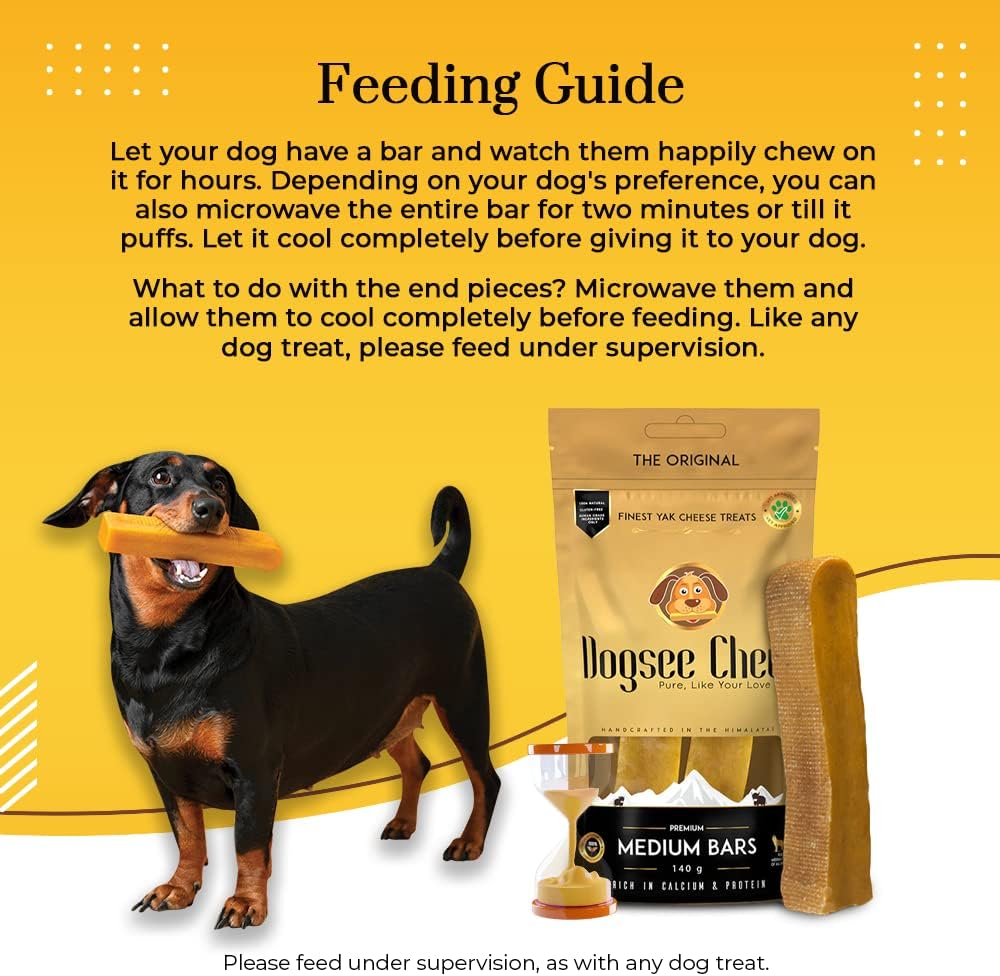 Dogsee Original Himalayan Yak Chews for Dogs (Medium - 2 Bars) | 100% Natural | Dog Treats Healthy | No Grain, No Gluten | for Teeth Cleaning