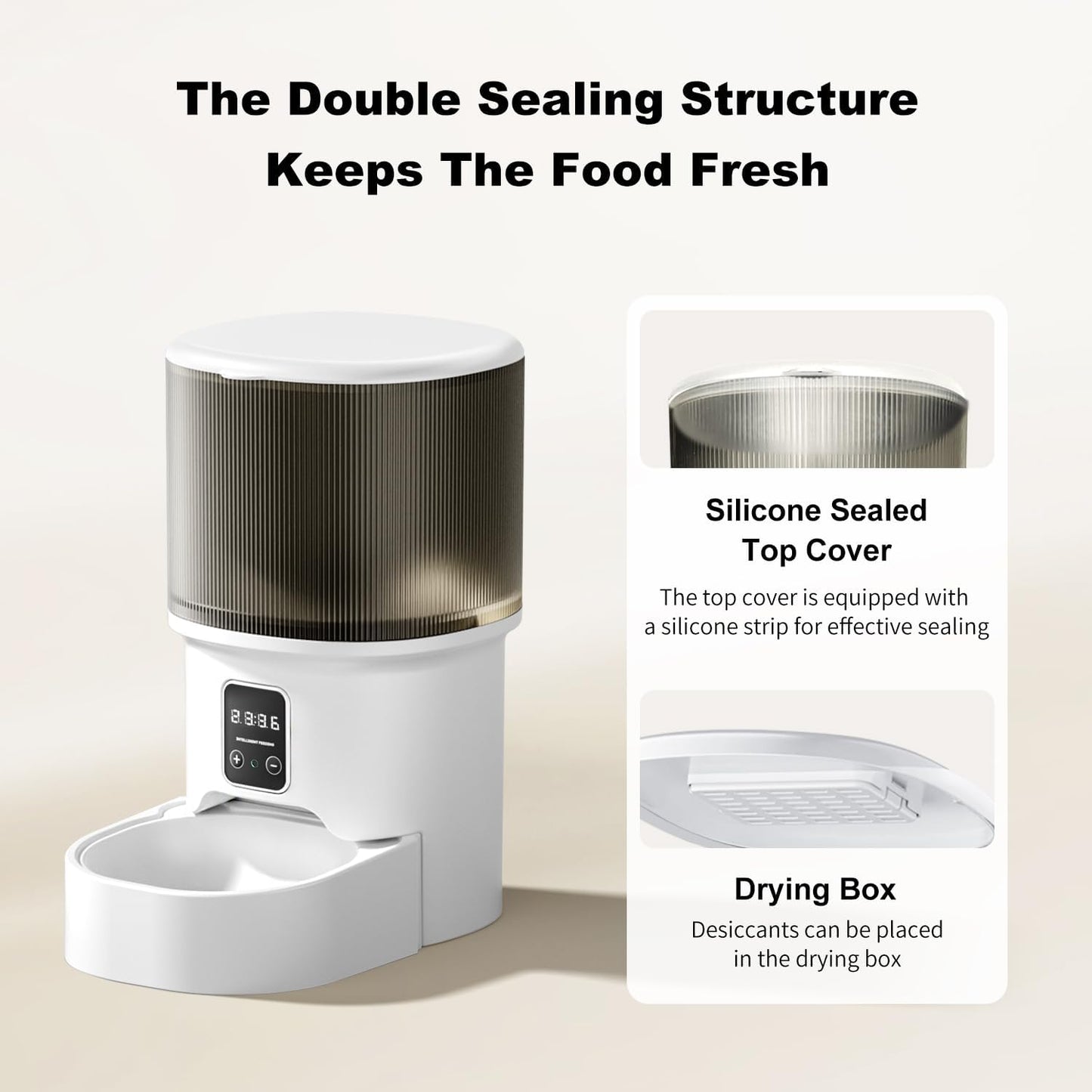 Automatic Cat Feeder, 4L Auto Cat Feeder Dry Food Dispenser, Electric Pet Feeder Dual Power Supply, Programmable Pet Feeder Timed 1-6 Meals Per Day, 1-9 Portion