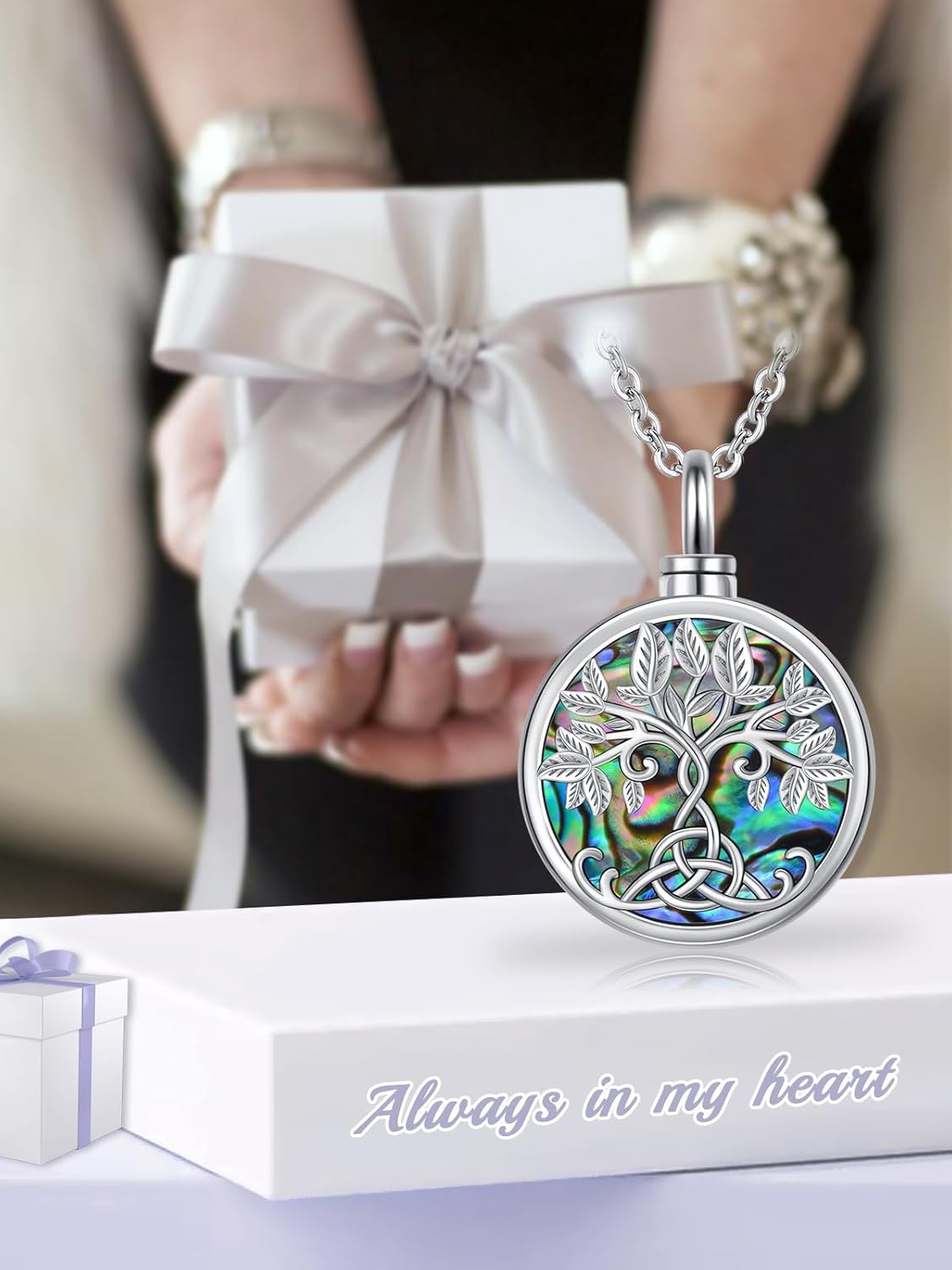 WINNICACA Urn Necklace for Ashes Sterling Silver Abalone Shell Cremation Jewelry for Ashes Jewelry Gifts for Nature Lovers Keepsake Memorial Jewelry for Women