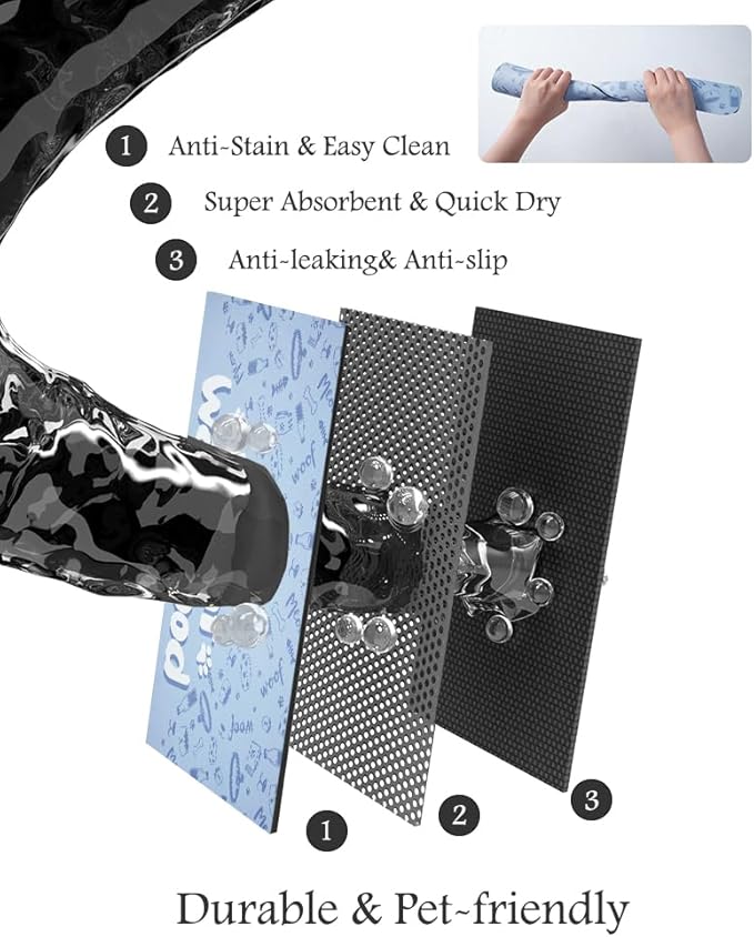 Pet Feeding Mat-Absorbent Dog Mat for Food and Water Bowl-No Stains Quick Dry Water Dispenser Mat-Dog Accessories Pet Supplies-Bowl for Messy Drinkers(PAW,16"x24"