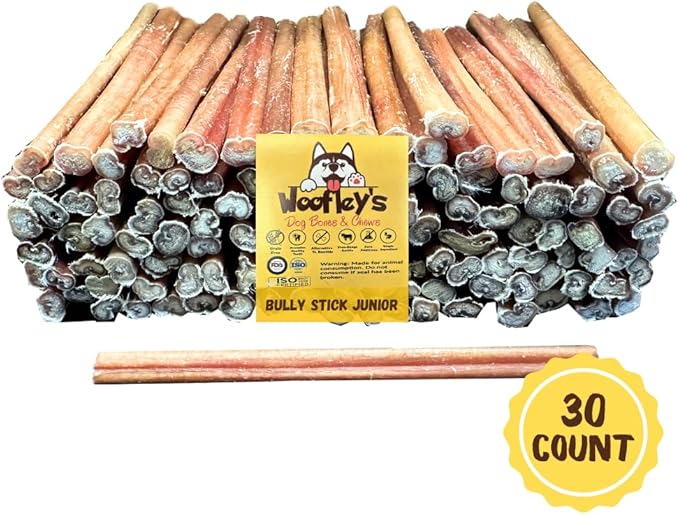 Woofley's 6 Inch Bully Sticks for Small Dogs - (30 Count) - Bully Sticks for Dogs - Long Lasting Bully Stick Dog Chews