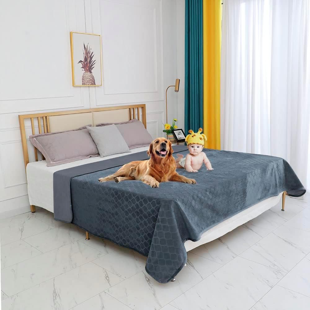 fuguitex Waterproof Dog Blanket Bed Cover Dog Crystal Velvet Moroccan Fuzzy Cozy Plush Pet Blanket Throw Blanket for Couch Sofa