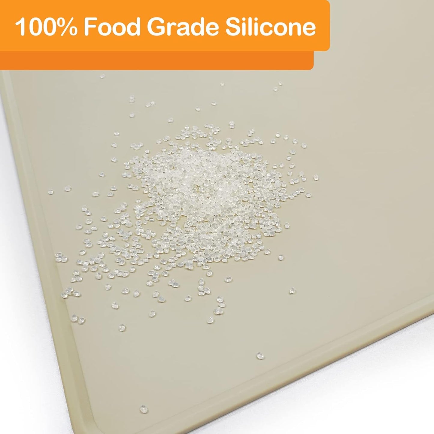 Dog Water Mat 39.4 by 29.5in Extra Large - Silicone Mat for Dog Bowls Waterproof Non Slip - XL Pet Mat for Food and Water Protect Floors - Beige