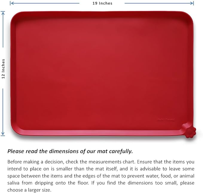 Hoki Found Silicone Pet Food Mats - Non Slip Dog Cat Bowl Mats - Classic Red