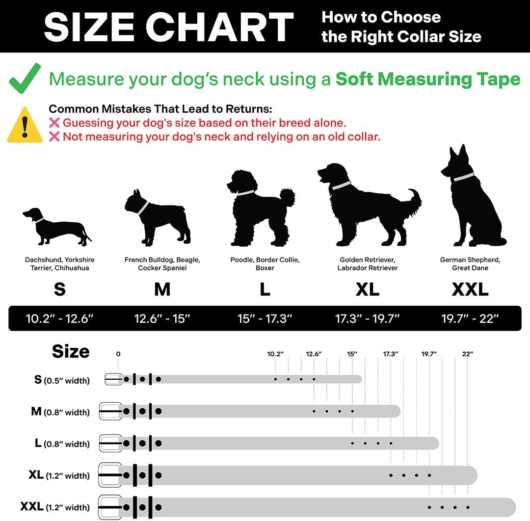 Classic Genuine Leather Dog Collar | Dog Collars for Medium Dogs, Small Dogs, Large Dogs & Extra Large Dog | Wide Dog Collar | Heavy Duty Dog Collar (Black, S: 0.5" Wide for 7.5"-10.5" Neck)