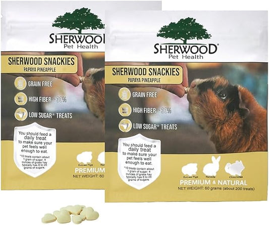 Sherwood Pet Health Snackies for Chinchillas, Rabbits & Guinea Pigs, Grain-Free, Real Fruit, Low Sugar and High in Fiber Treats in Multiple Flavors