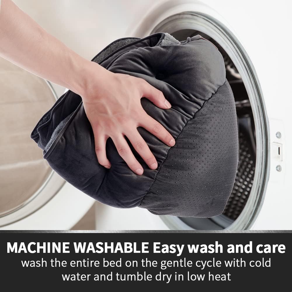 Asvin Small Dog Bed for Small Dogs, Cat Beds for Indoor Cats, Pet Bed for Puppy and Kitty, Extra Soft & Machine Washable with Anti-Slip & Water-Resistant Oxford Bottom, Black, 20 inches