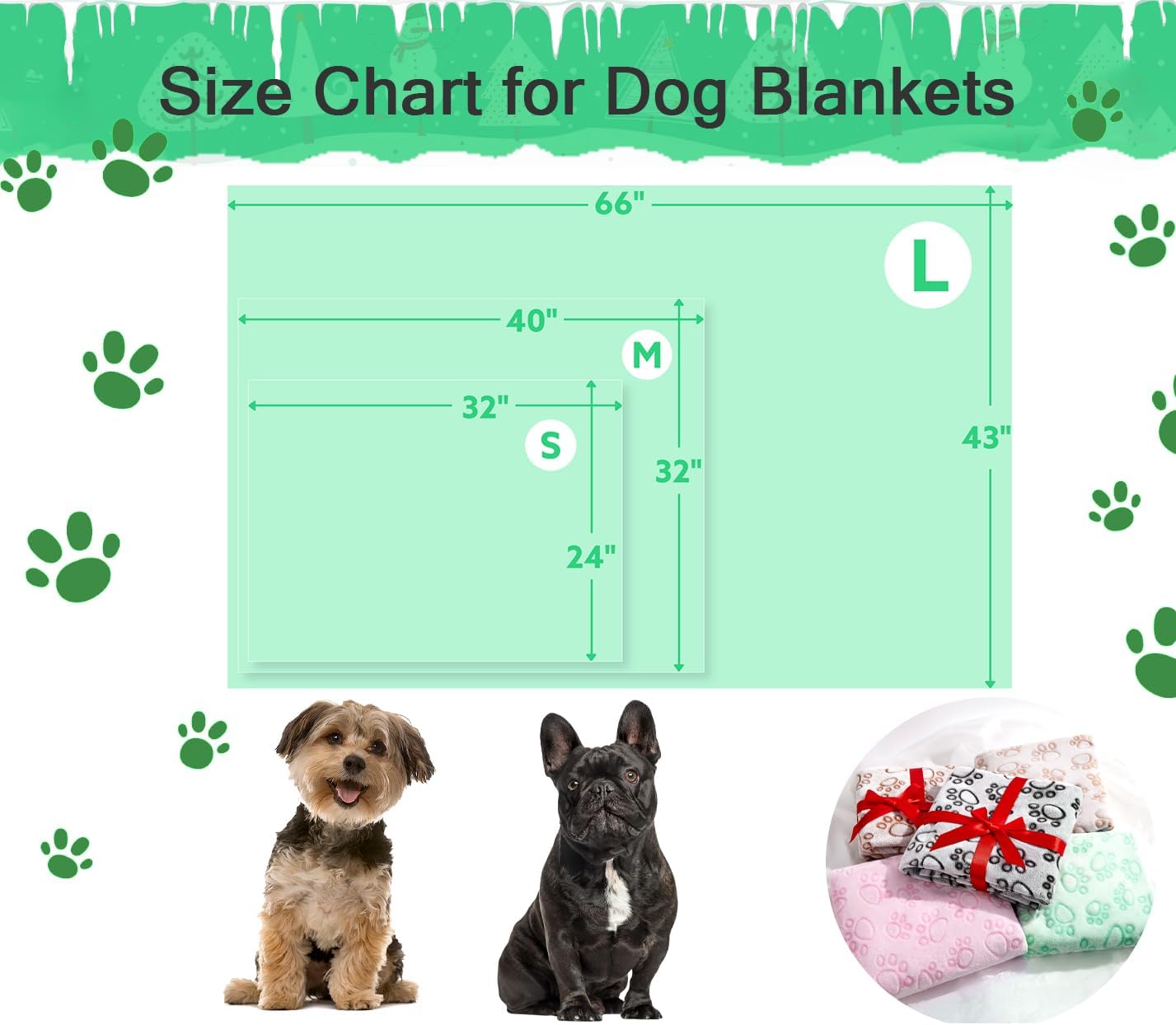 Green Throw Dog Blanket for Puppy Gifts, Dog Stuff Used for Pet Beds, Washable Soft Puppy Essentials Accesssories
