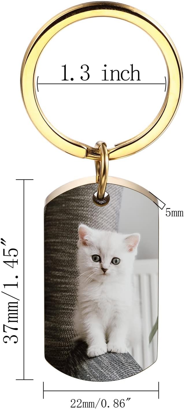 Personalized Cremation Urn Keychain for Pet Human Ashes Custom Photo/Name/Date Dog Cat Paw Print Pendant Stainless Steel Keyring Memorial Keepsake Keychain for Women Men (Style A3)