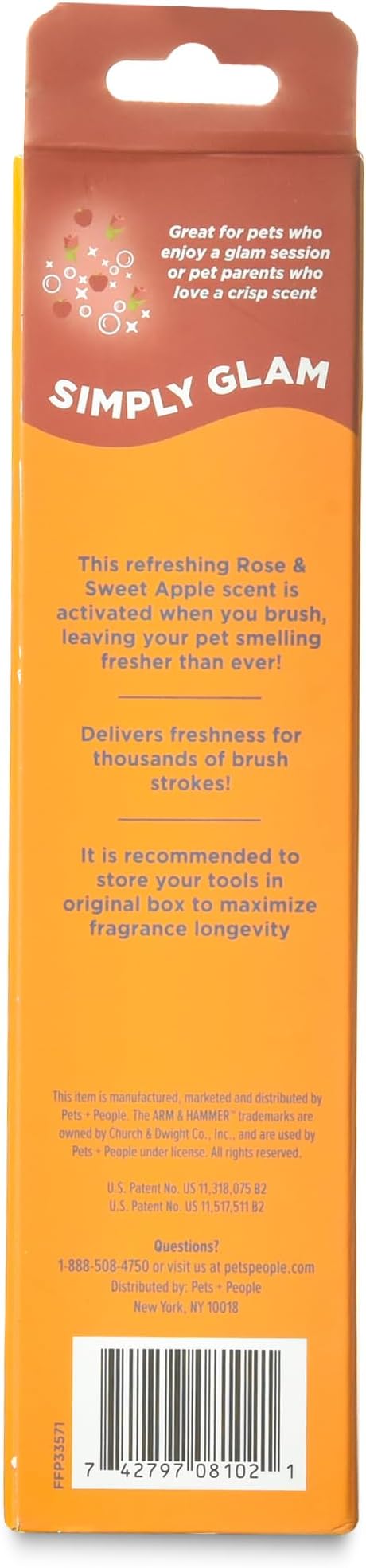 Arm & Hammer “Simply Glam” Dog Grooming Pin & Bristle Deodorizing Brush with Fragrance Transfer Technology – Scented 2-in-1 Brush for Detangling & Shedding, Sweet Apple & Rose Scent