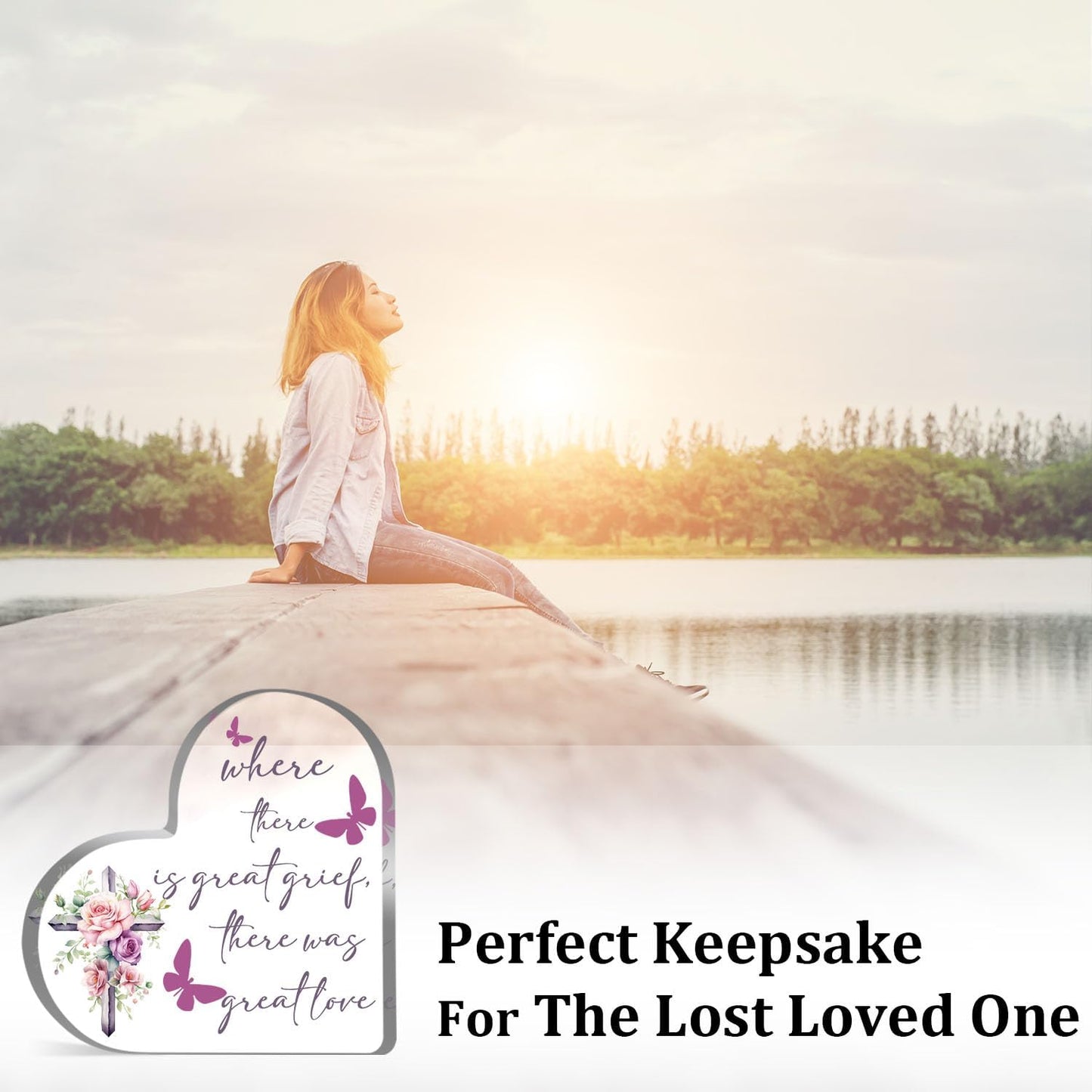 Sympathy Gifts for Loss of Loved One Bereavement Decor Sign Memorial Gifts for Loss of Mother Father Condolence Acrylic Plaque with Remembrance Quote