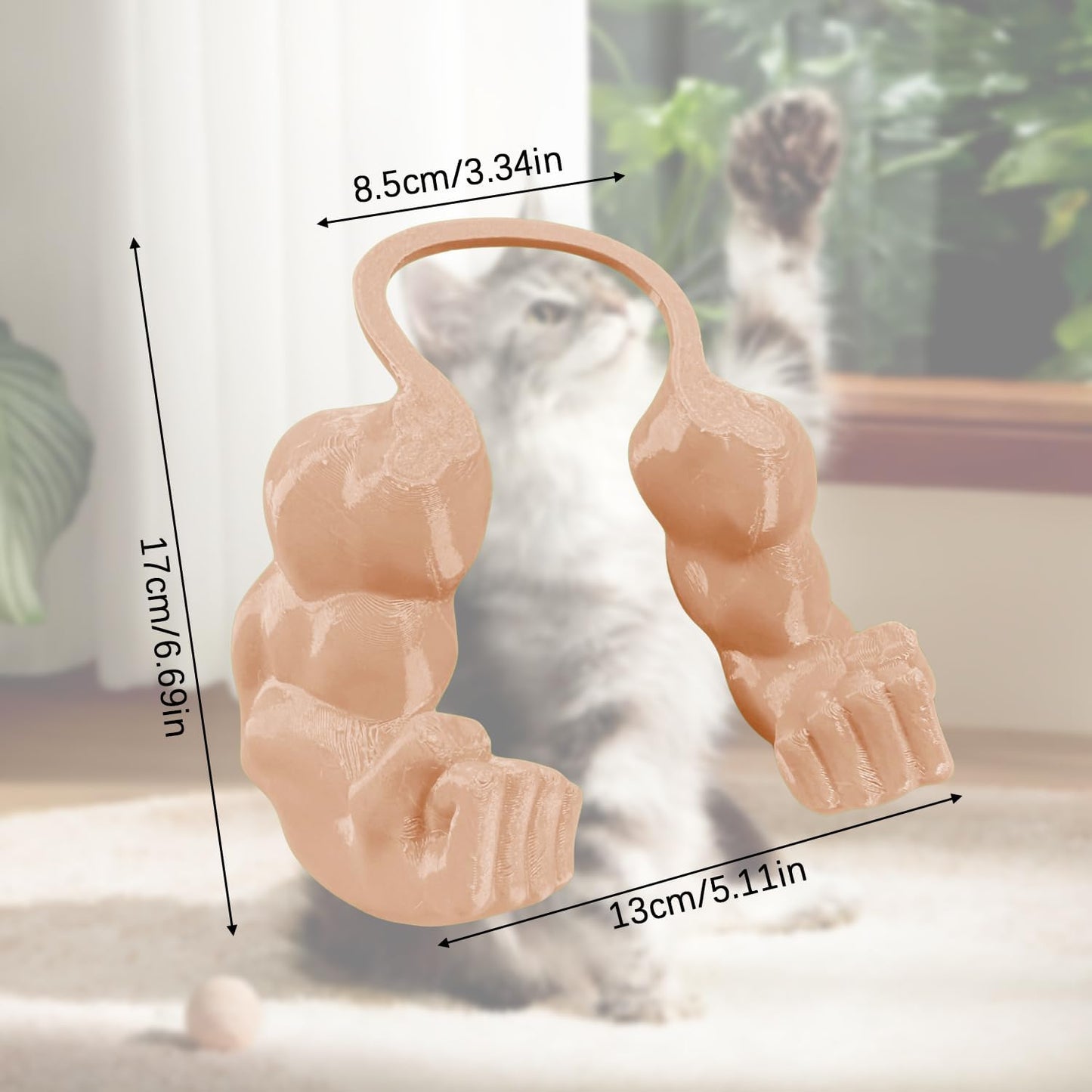 Creative Cat Muscle Arms,3D Printed Cat's Neck Arm with Muscle,Funny Pet Props Hanging Arm for Kitten Birthday Party Supplies,Funny Halloween Costume Prop Adjustable Lightweight Design (Beige)