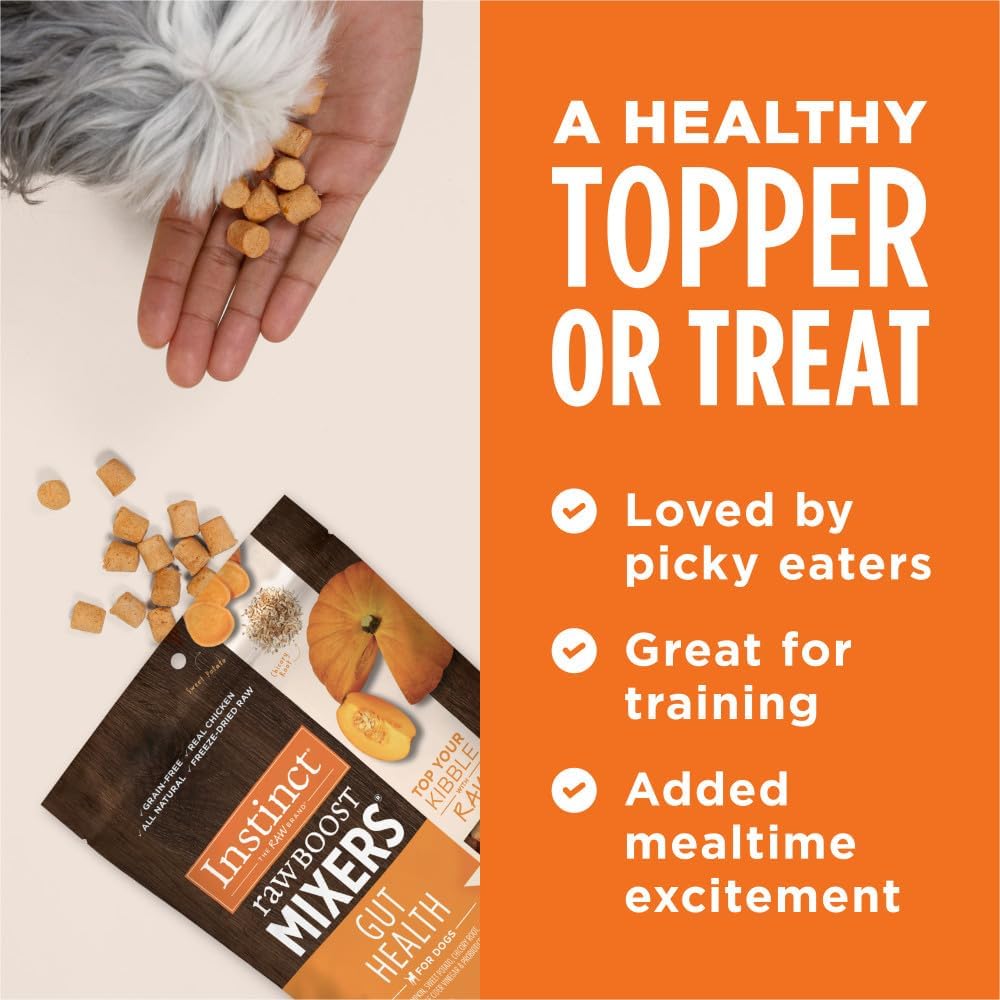 Instinct Raw Boost Mixers Freeze Dried Dog Food Toppers For Dry Food, Grain Free Dog Food Toppers with Chicken For Dogs - Gut Health, 12.5 oz