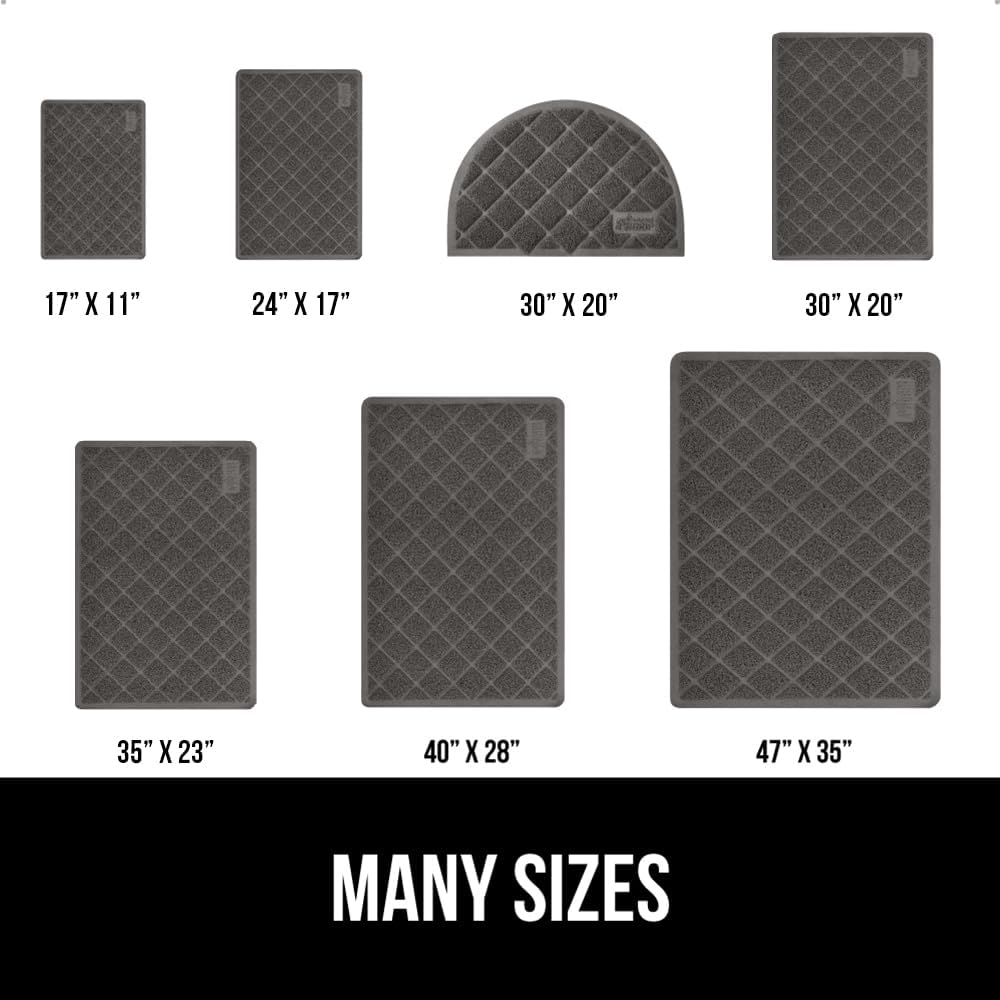 GORILLA GRIP Cat Litter Box Mat, 35x23, Water Resistant, US Designed Kitty Litter Trapping Mats, Easy to Clean, Scatter Control, Less Mess and Clean Floors, Kitten Supplies for Indoor Cats, Dark Gray