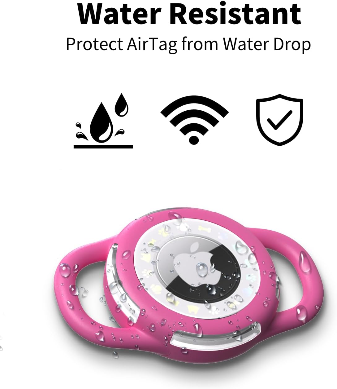 Airtag Dog Collar, Waterproof Airtag Holder for Dog Collar & Cat Collar Slicone Full Body Covered Pet Air Tag Holder (Rose, Small)
