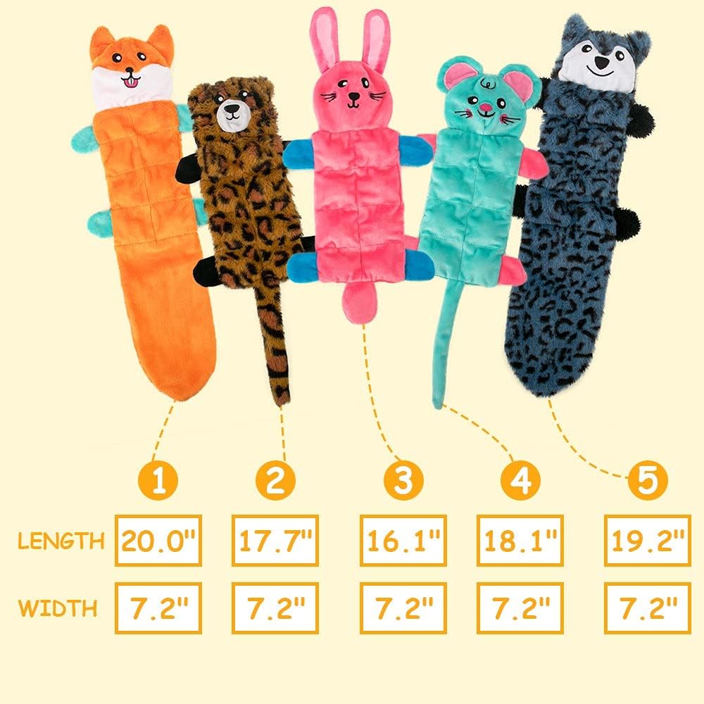 AWOOF No Stuffing Dog Toy, Crinkle Squeaky Dogs Teething Chew Toys Set for Small Medium Large Breed Puppies Aggressive Chewers,Durable Birthday Interactive Plaything Dogs Doggies Toys Bulk