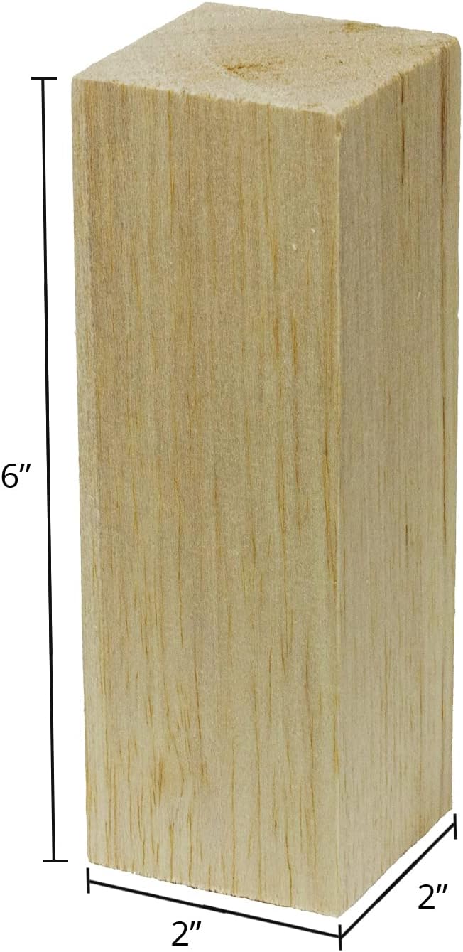 Super Bird Creations SB50018 Balsa Wood Blocks - Bird Toys for Parrots - Unfinished Bird Chew Blocks, Wooden Balsa Cubes Material for Crafting and Whitlling Carving - Small Bird Size, 2x2x6, 4 Pieces