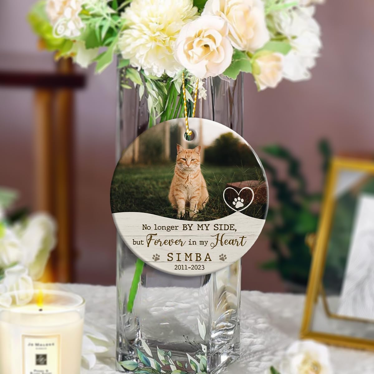 Personalized Cat Memorial Ornament, Cat Memory Gifts for Loss, Remembrance Pet, Pet Memorial Gifts, Dog Sympathy Gift, Ceramic Keepsake to Hang on Christmas Tree