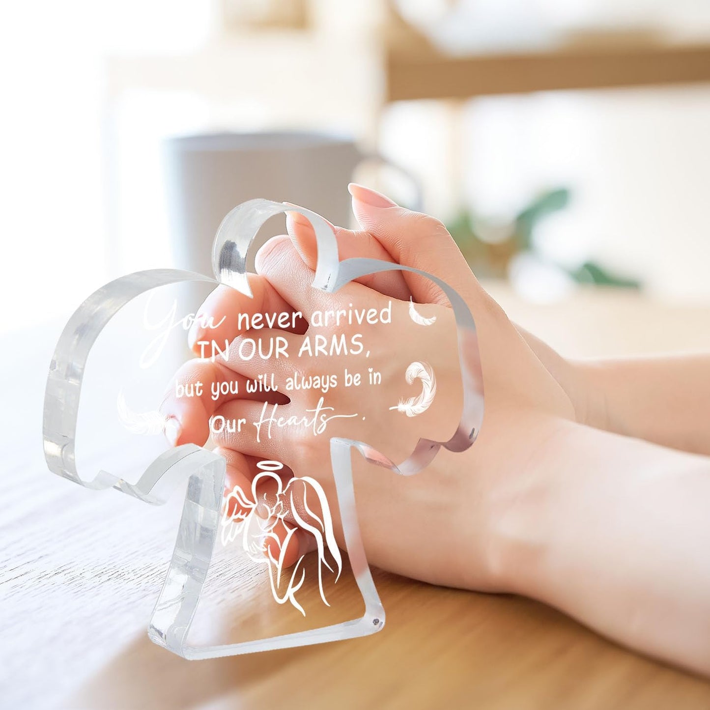 Angel Acrylic Desk Sign - Miscarriage Remembrance Gift for Mothers, Grieving Condolence Gift for Loss of Baby, Memorial Sorry for Loss Loving Infant