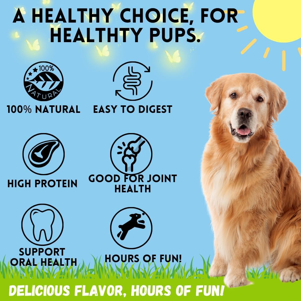 BULLYSTICKS & MORE Beef Cheek Braids for Dogs (10-12" Thick - 6 Count) - Beef Cheek Bones for Dogs - Dog Parents Choice - Premium Beef Cheek Rolls