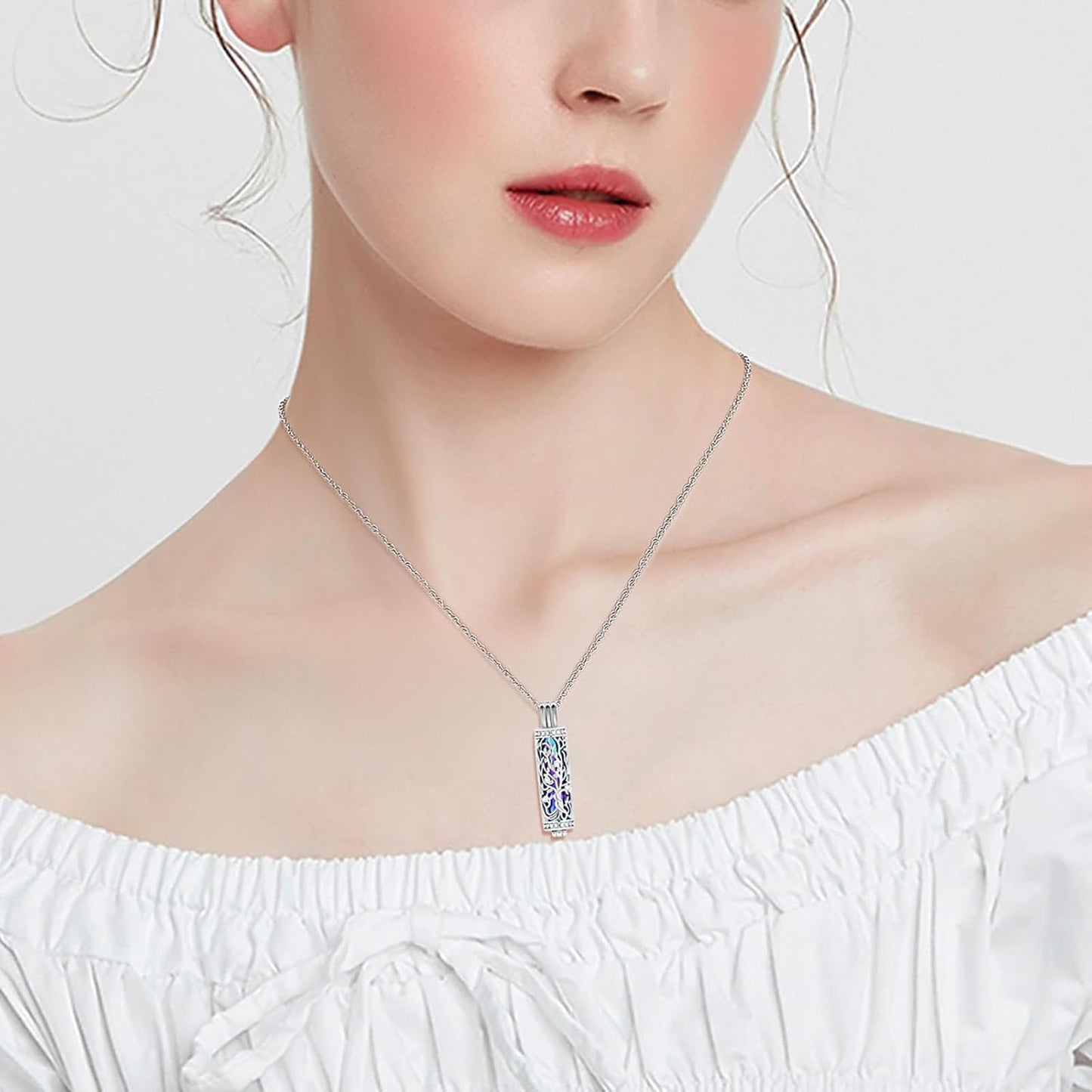 shajwo Cylinder Cremation Jewelry Tree of Life Urn Ashes Necklace for Women Men Vial Cremation Ash Pendant Loved One Memorial Jewelry