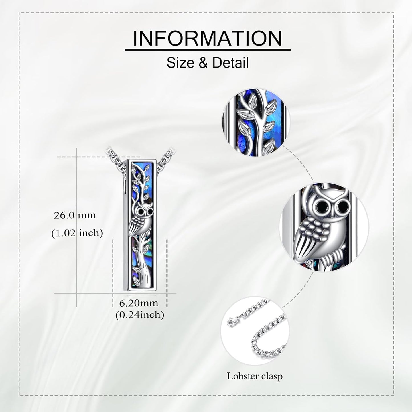 Urn Necklaces for Ashes Sterling Silver 3D Vertical Bar Memorial Pendant for Loved Ones Keepsake Cremation Jewelry Gifts for Women Men