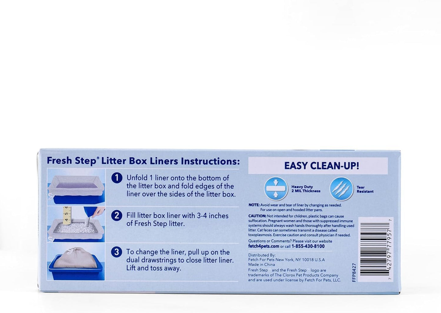 Fresh Step Drawstring Cat Litter Box Liners, Unscented, Size Large, 30" x 17" | Kitty Litter Bags - 7 Count - 36 Pack, Cat Litter Liners for All Cats to Keep Your Home Clean