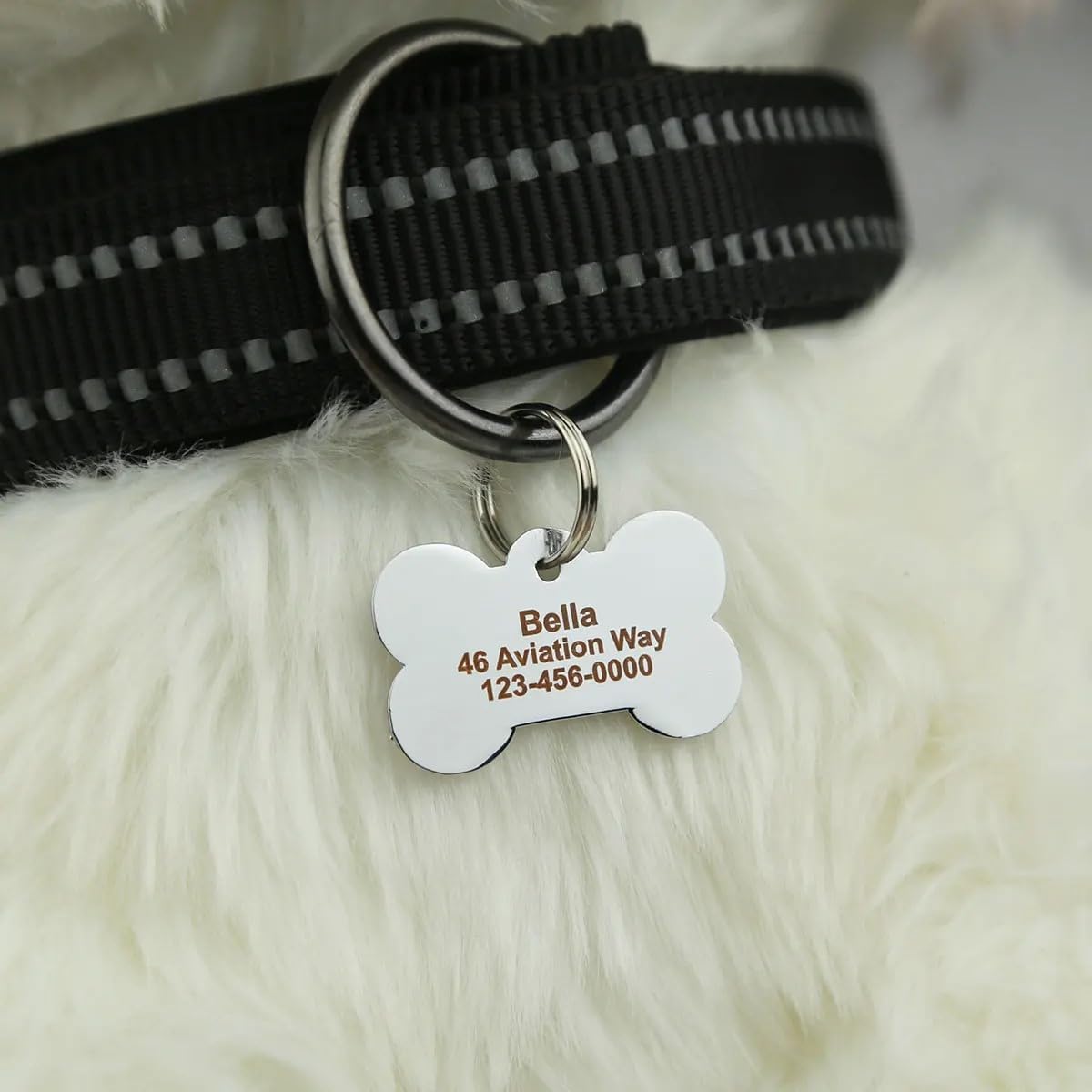 Personalized Dog/Cat Cute Paw Pet ID Tag for Pet Collar or Key Chain - cat Name tag, Personalized cat id tag, Kitten Name tag, Kitten id tag (Bone-Shaped-Small: Purple)