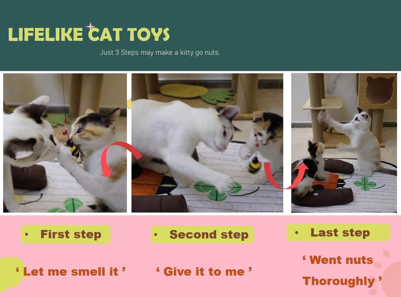 Cat Insect Feather Toys Replacement - 2 Pcs Handmade Natural Bees - Cat Toy Wand Refills - Interactive Kitten Teaser Wand Attachments - Cat Toys for Indoor Cats Play