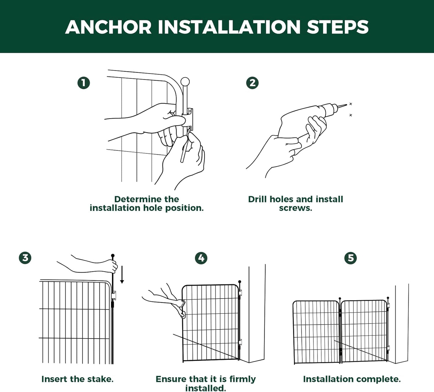 FXW Dog Gate Extra Wide Designed for Indoor Use, Adjustable Width Up to 165-inch Wide (40" H 6 Wire Panels for Medium and Large Dogs), Black