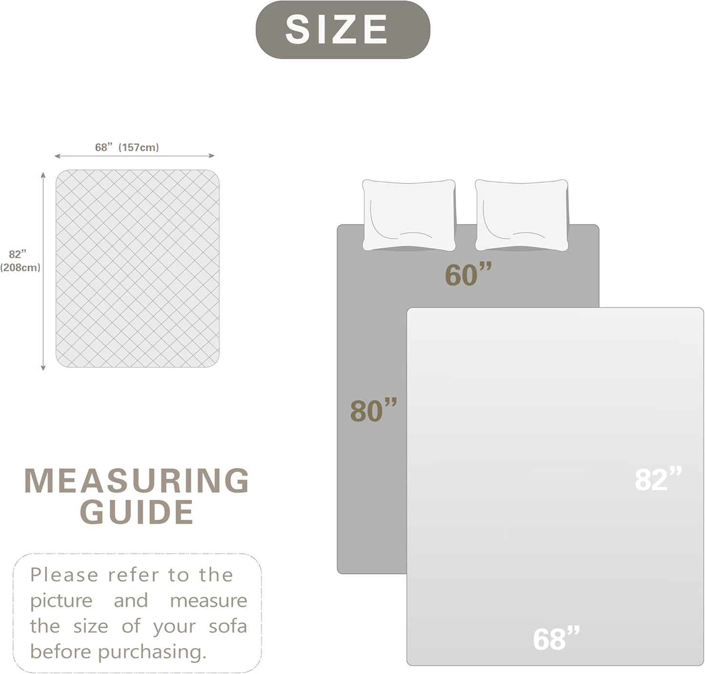 Dogs/Cats Bed Mats, Dog Pad Washable Removable Couch Cover with Anti-Slip Back, Plush Long Fur Mat, Perfect for Small, Medium and Large Dogs.(Magic Gray, 68"x82")