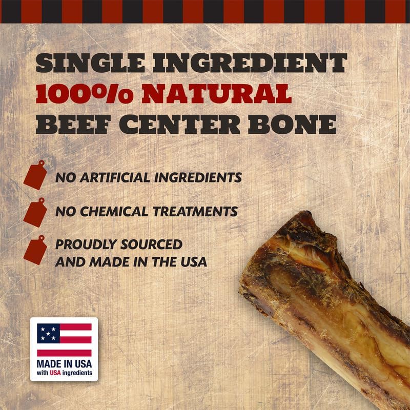 7" Beef Marrow Dog Bones for Aggressive Chewers, Large Breed Dog Treat, Natural, Tough, Chew Toy, Made in The USA, 3 Count