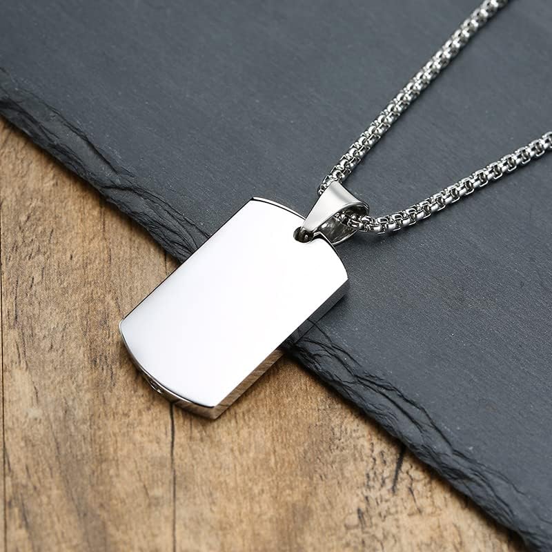VNOX Personalized Customizable Photo Text Cremation Urn Necklace for Ashes Holder Dog Tag Pendant Family Pet Memorial Keepsake Jewelry for Men Women