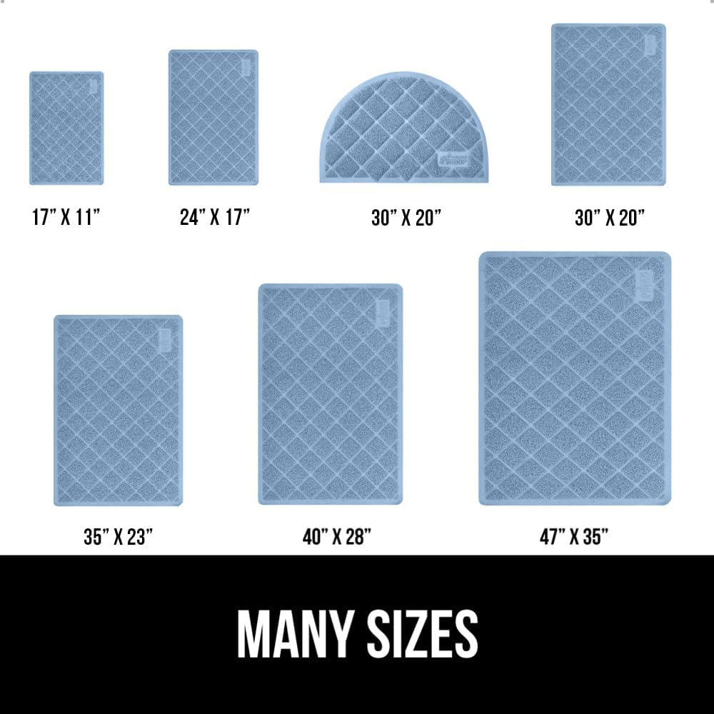 GORILLA GRIP Cat Litter Box Mat, 35x23, Water Resistant, US Designed Kitty Litter Trapping Mats, Easy to Clean, Scatter Control, Less Mess and Clean Floors, Kitten Supplies for Indoor Cats, Light Blue