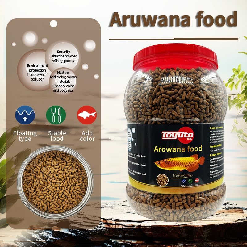 High Protein Floating Sticks Fish pellets for Arowana,Oscars,Flower Horns,Red Parrots Arowana pellets,1kg (2.2lb)